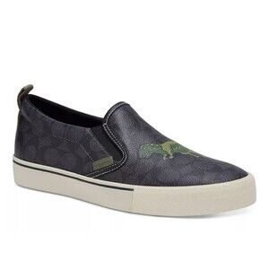 Coach Skate Slip On Sneaker In Signature Canvas With Rexy, Size 10.5 D